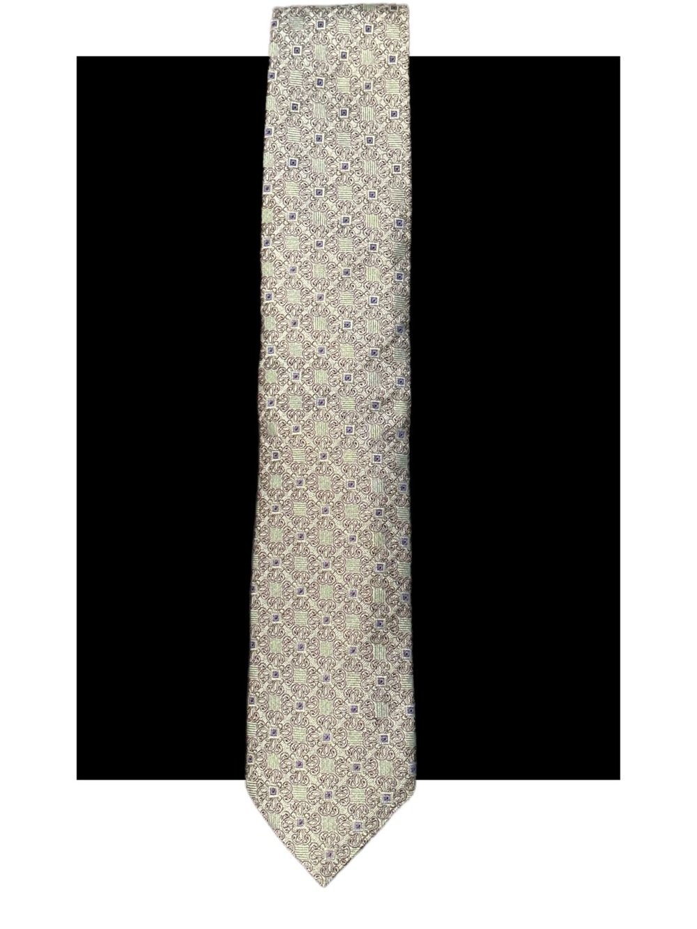 Light Green Patterned Silk Tie - Unbranded